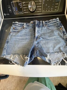 Vintage Cutoff Denim Shorts - Light Blue Fray Hem